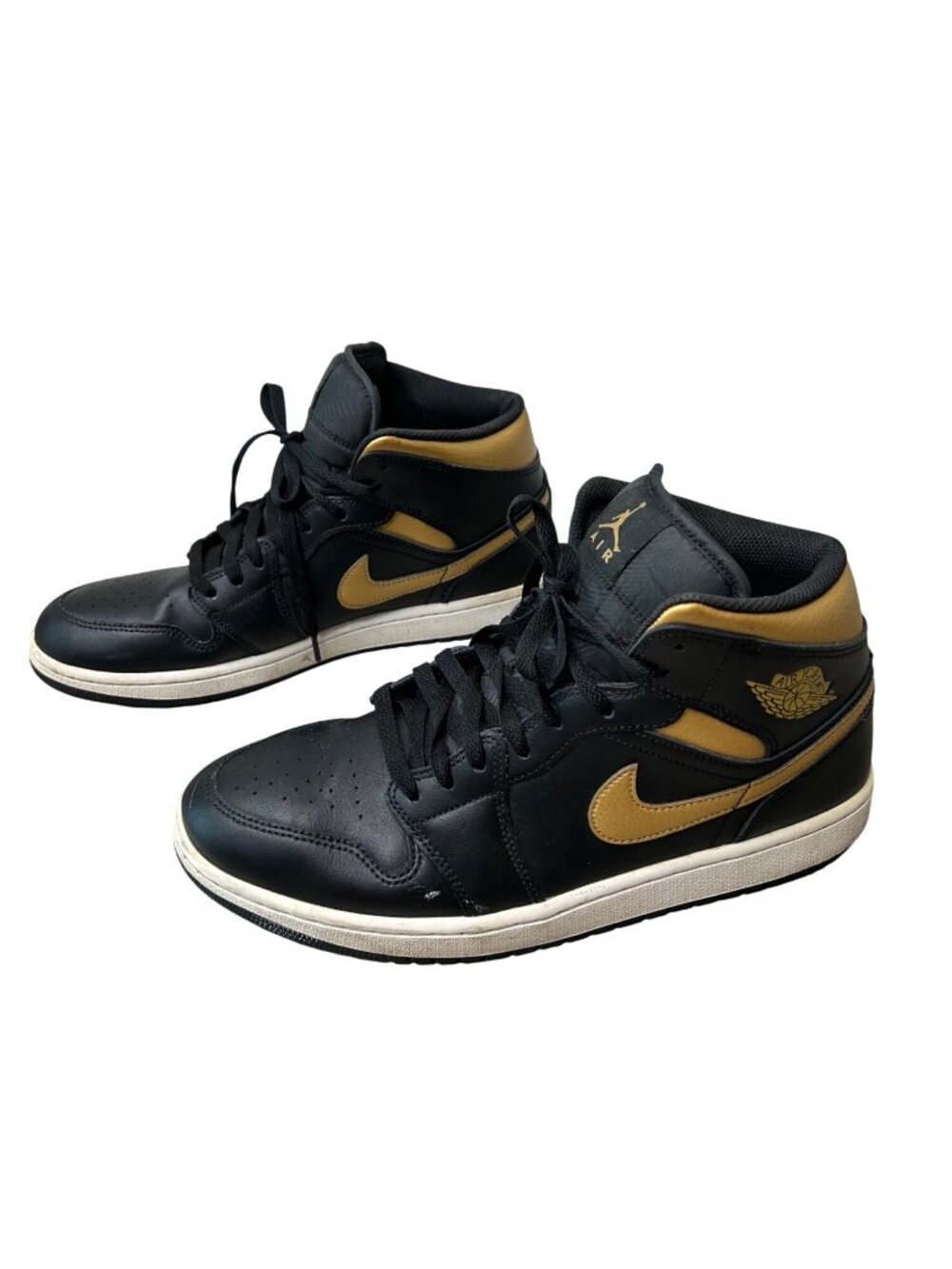 Air Jordan 1 Mid Black & Gold Mens Sneakers Size 11.5